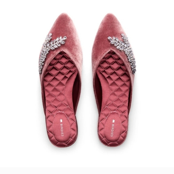 Birdies The Swan Jeweled Raspberry Velvet Mule - Picture 1 of 15